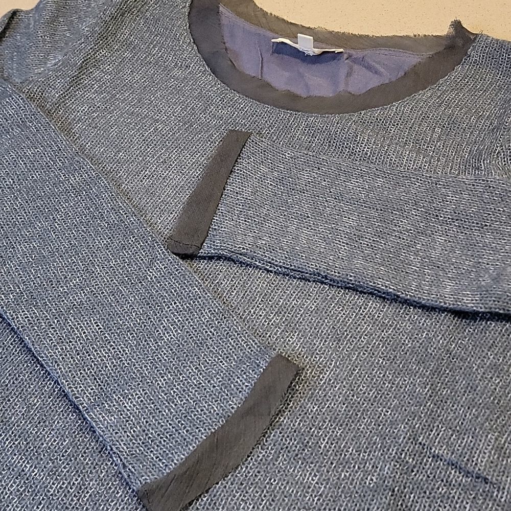 Bohemian Ruffled Blue Gray Color Sweater
